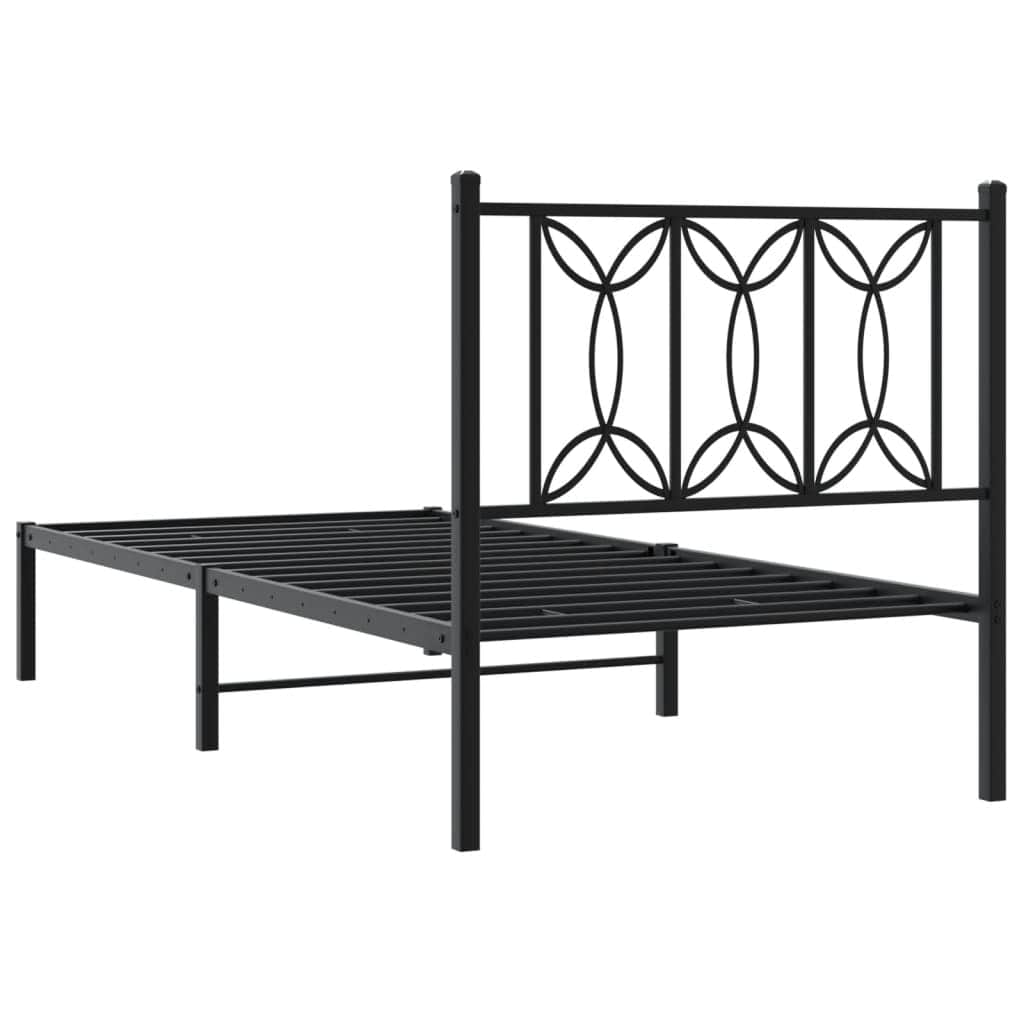 Metal Bed Frame with Headboard Black\White