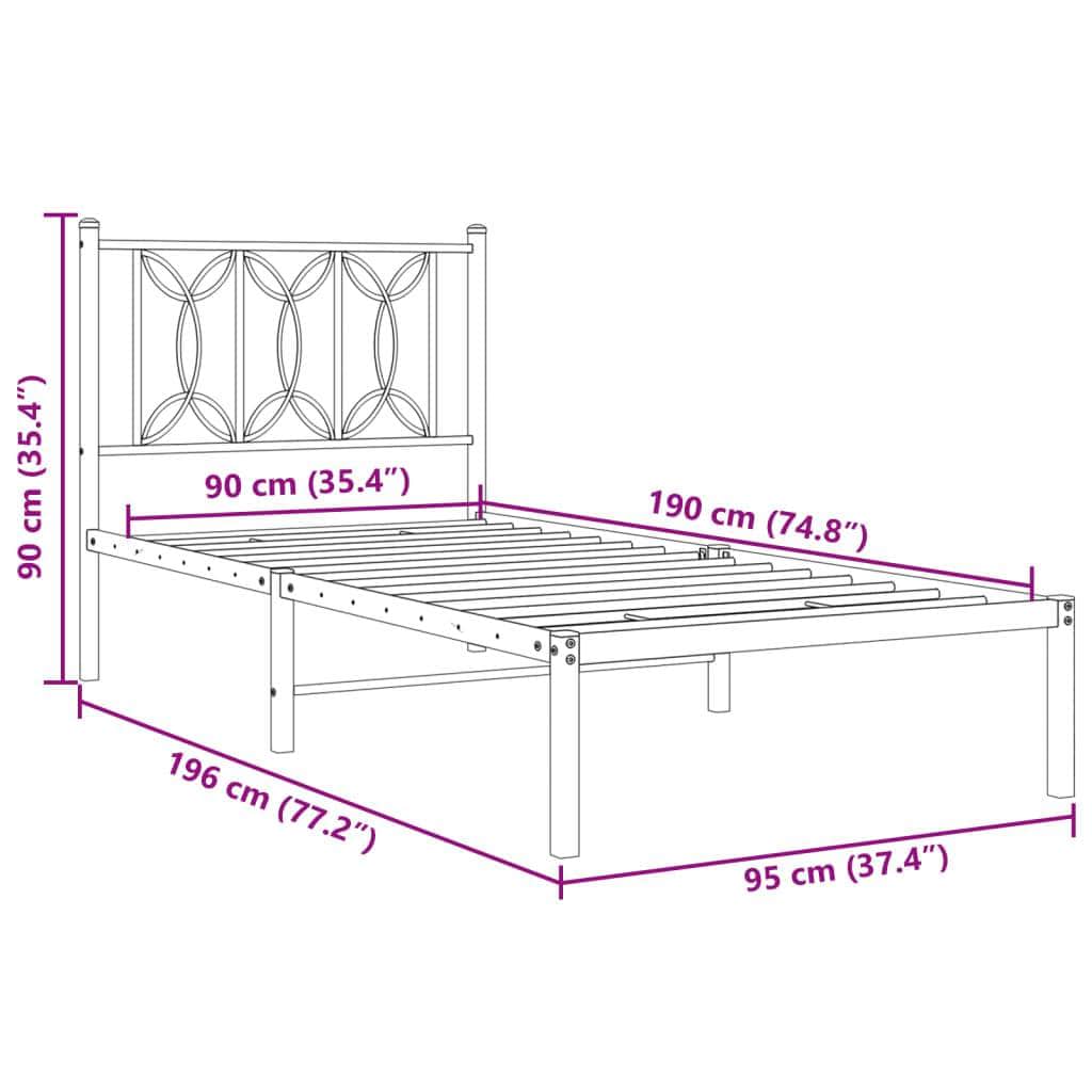 Metal Bed Frame with Headboard Black\White