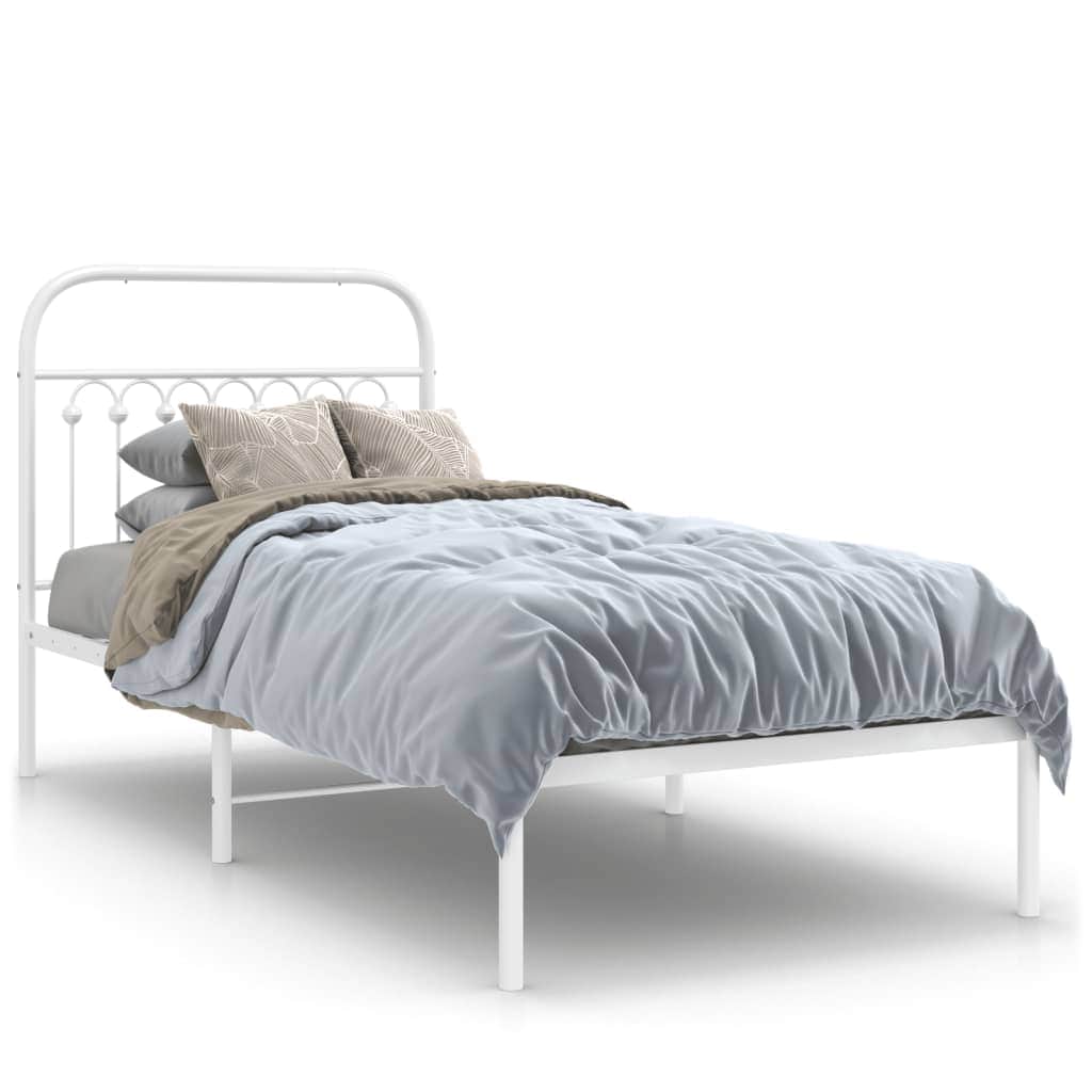Metal Bed Frame with Headboard Black\White