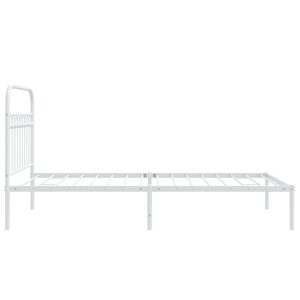 Metal Bed Frame with Headboard, King Single White\Black