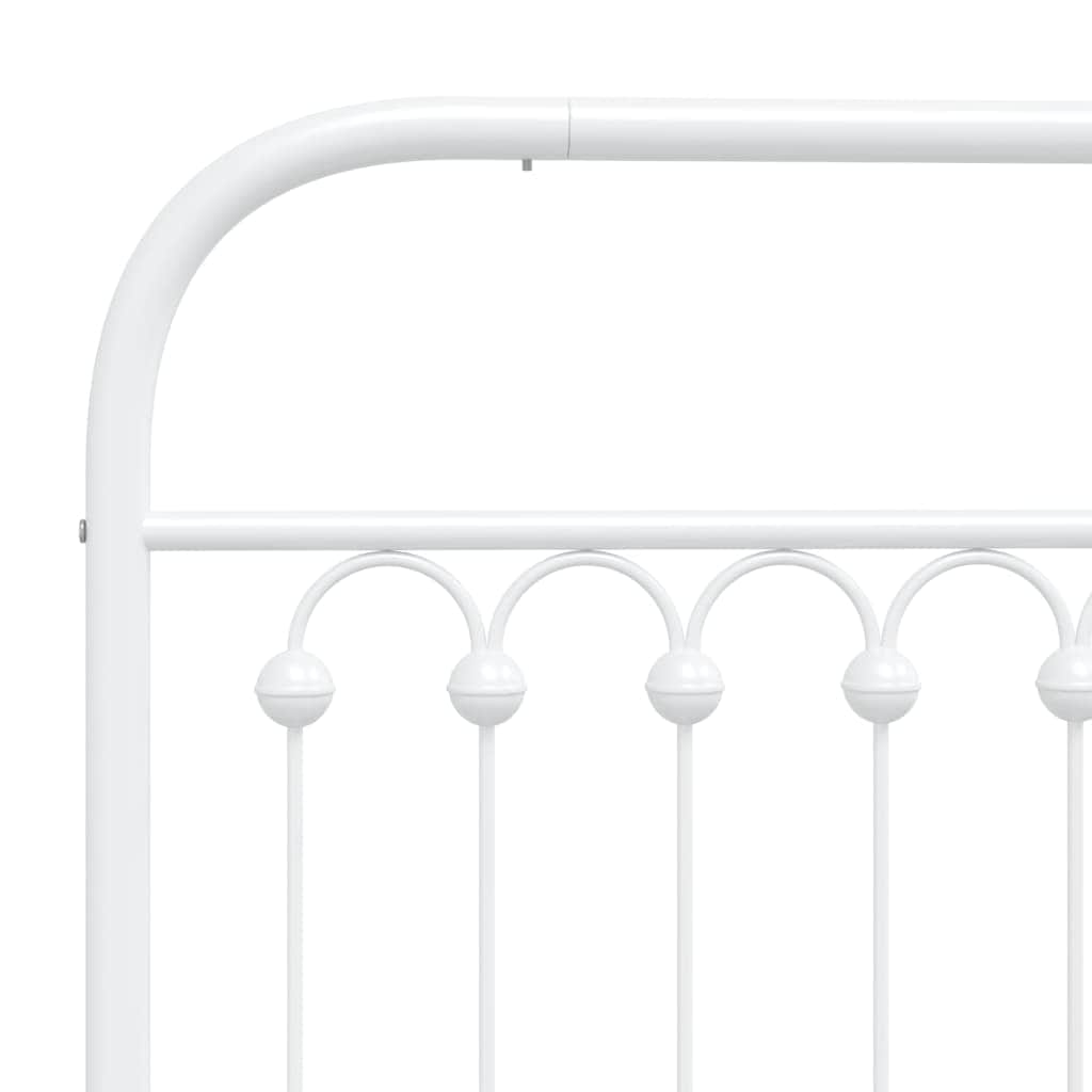 Metal Bed Frame with Headboard, King Single White\Black