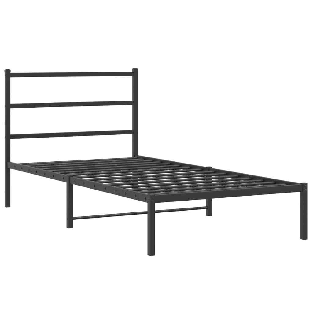 Metal Bed Frame with Headboard-White