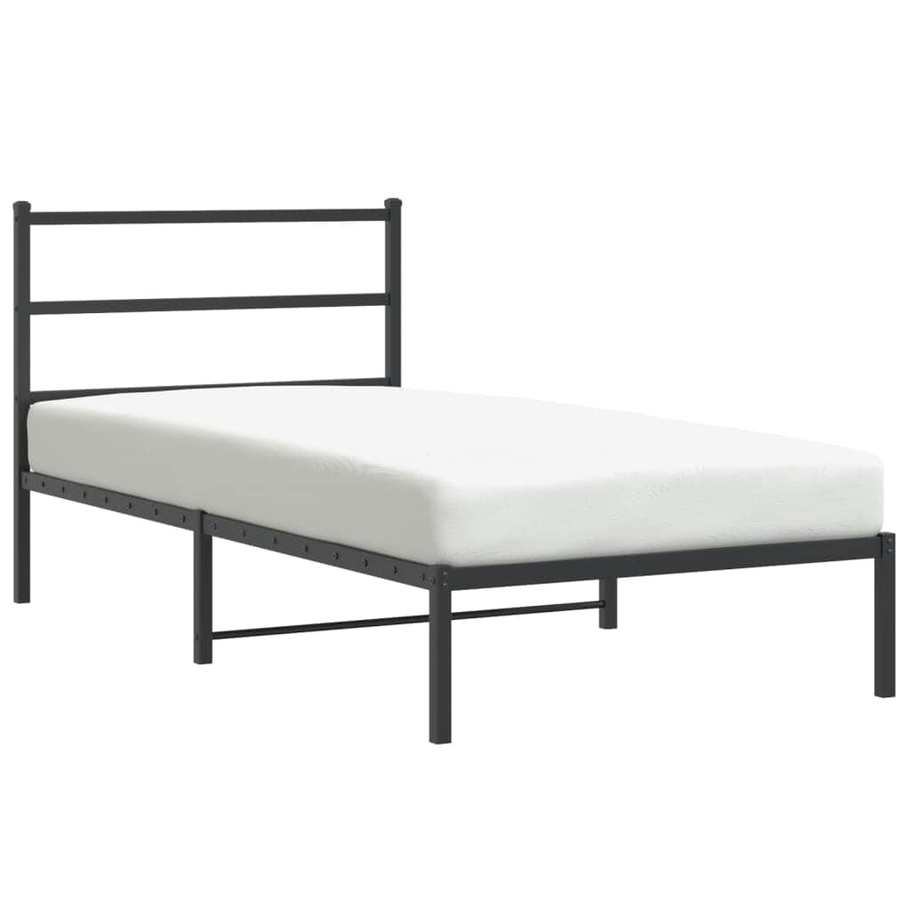 Metal Bed Frame with Headboard-White