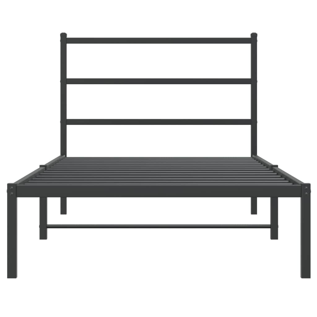 Metal Bed Frame with Headboard-White