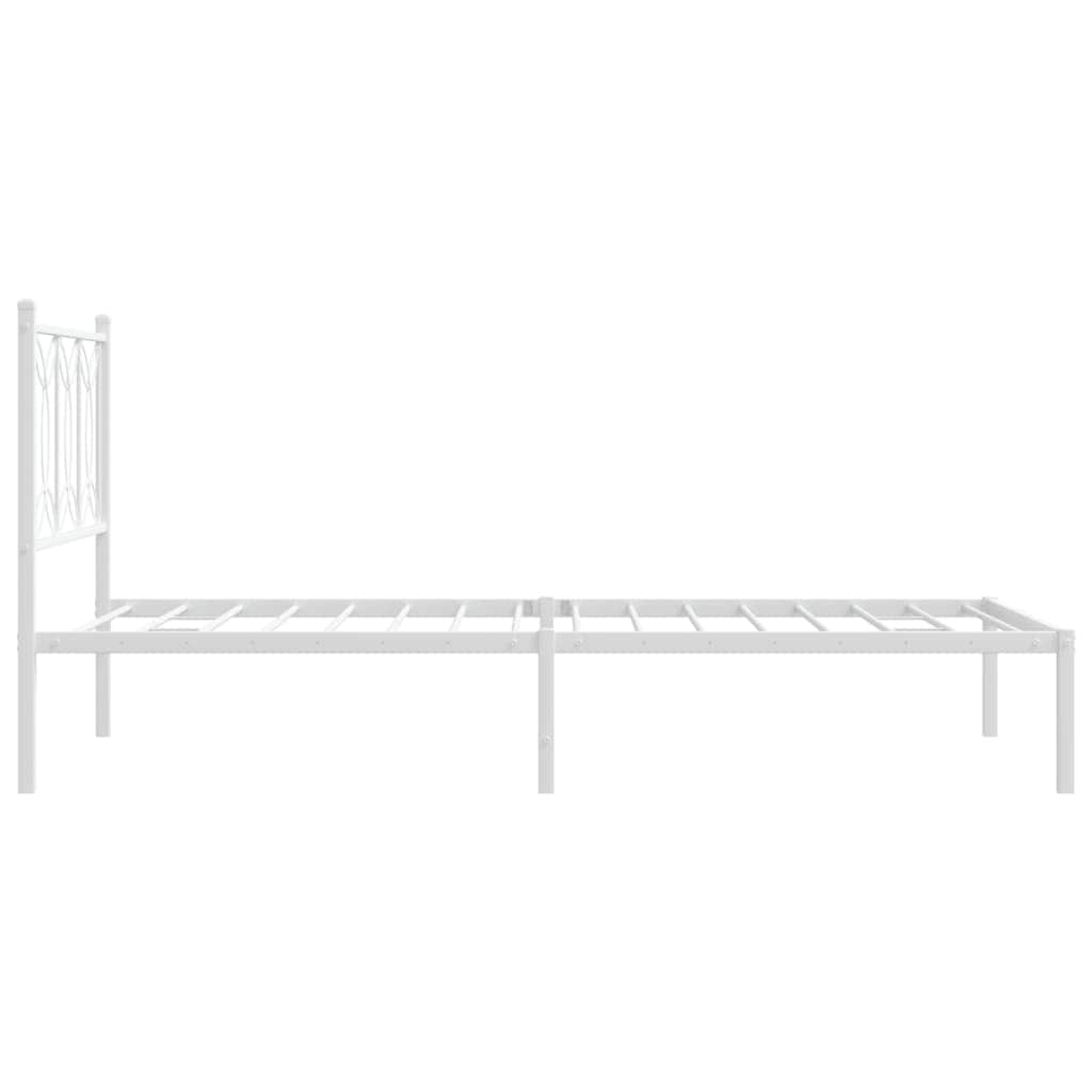 Metal Bed Frame with Headboard - White King Single