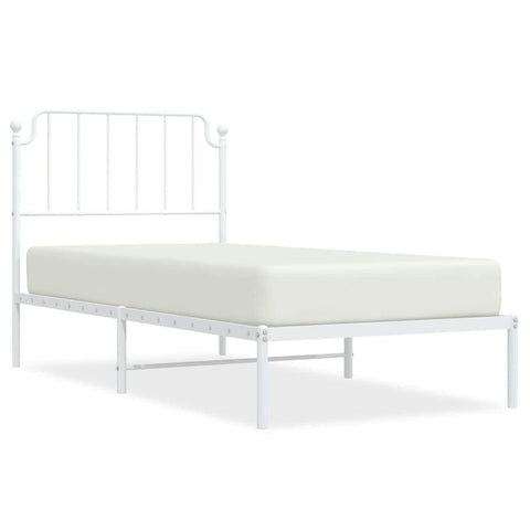 Metal Bed Frame with Headboard White Single Size