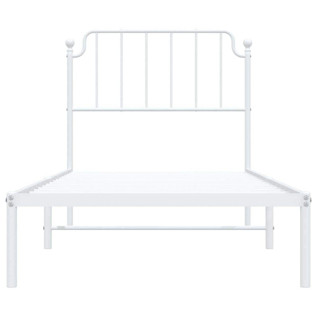 Metal Bed Frame with Headboard White Single Size