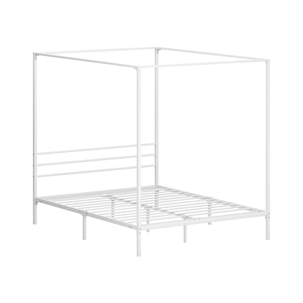 Metal Canopy Bed Frame Double/Queen/Single Size White