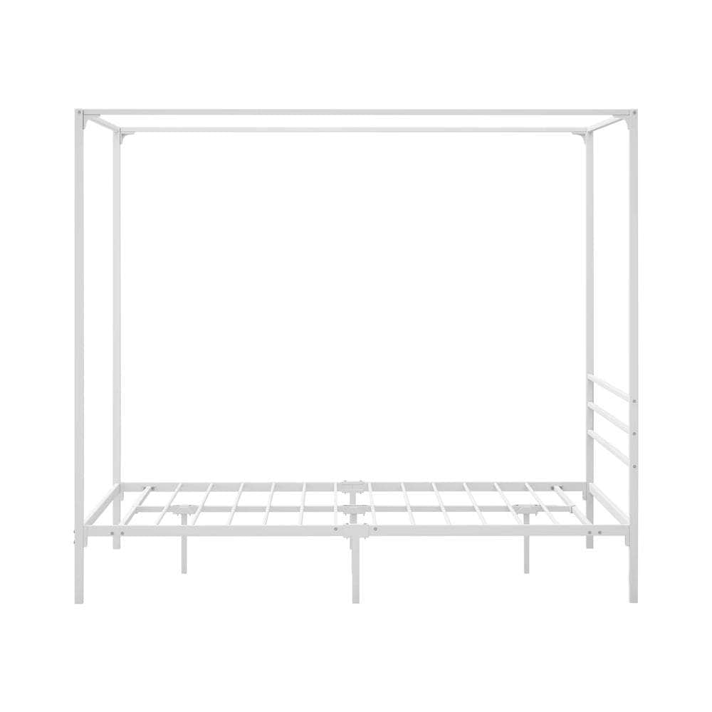 Metal Canopy Bed Frame Double/Queen/Single Size White