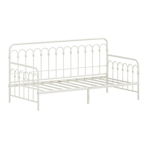 Metal Daybed Frame Single Size Sofa Bed Steel Slat Beige/Black