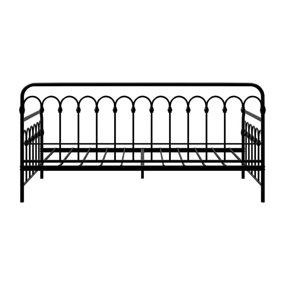 Metal Daybed Frame Single Size Sofa Bed Steel Slat Beige/Black