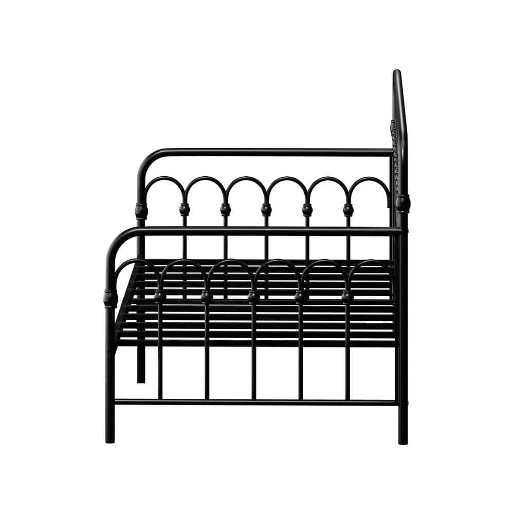 Metal Daybed Frame Single Size Sofa Bed Steel Slat Beige/Black