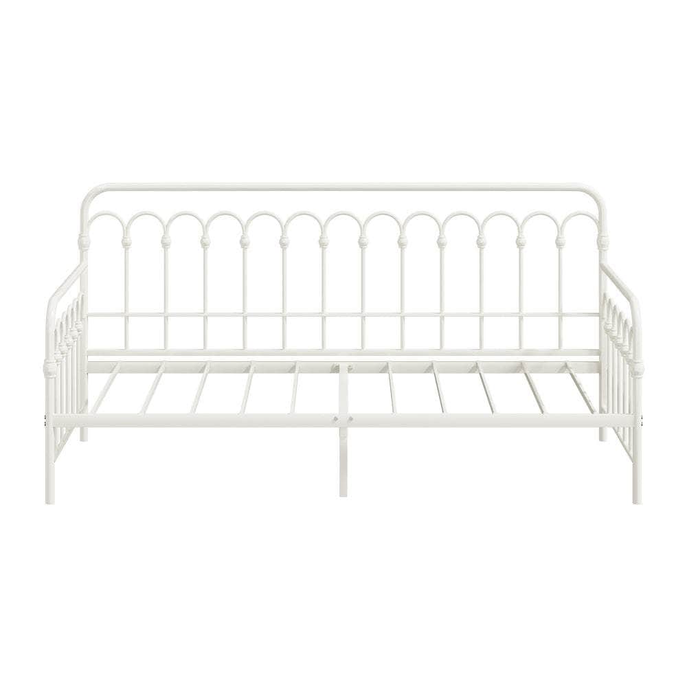 Metal Daybed Frame Single Size Sofa Bed Steel Slat Beige/Black