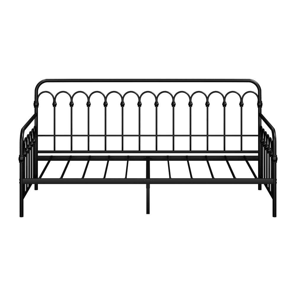 Metal Daybed Frame Single Size Sofa Bed Steel Slat Beige/Black
