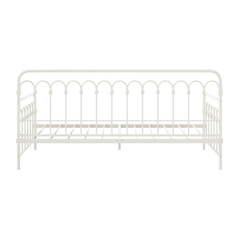Metal Daybed Frame Single Size Sofa Bed Steel Slat Beige/Black