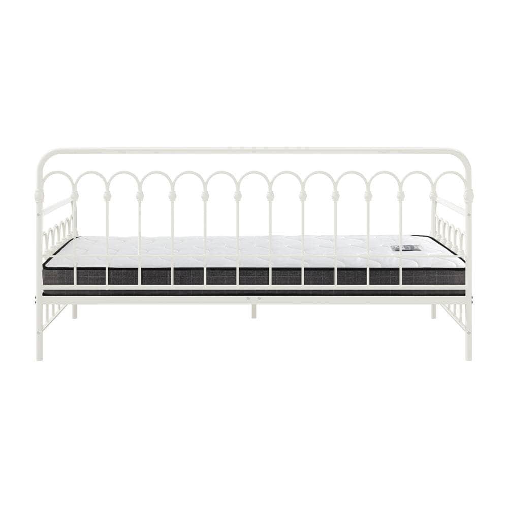 Metal Daybed Frame Single Sofa Bed with 13cm Mattress - Black & Beige