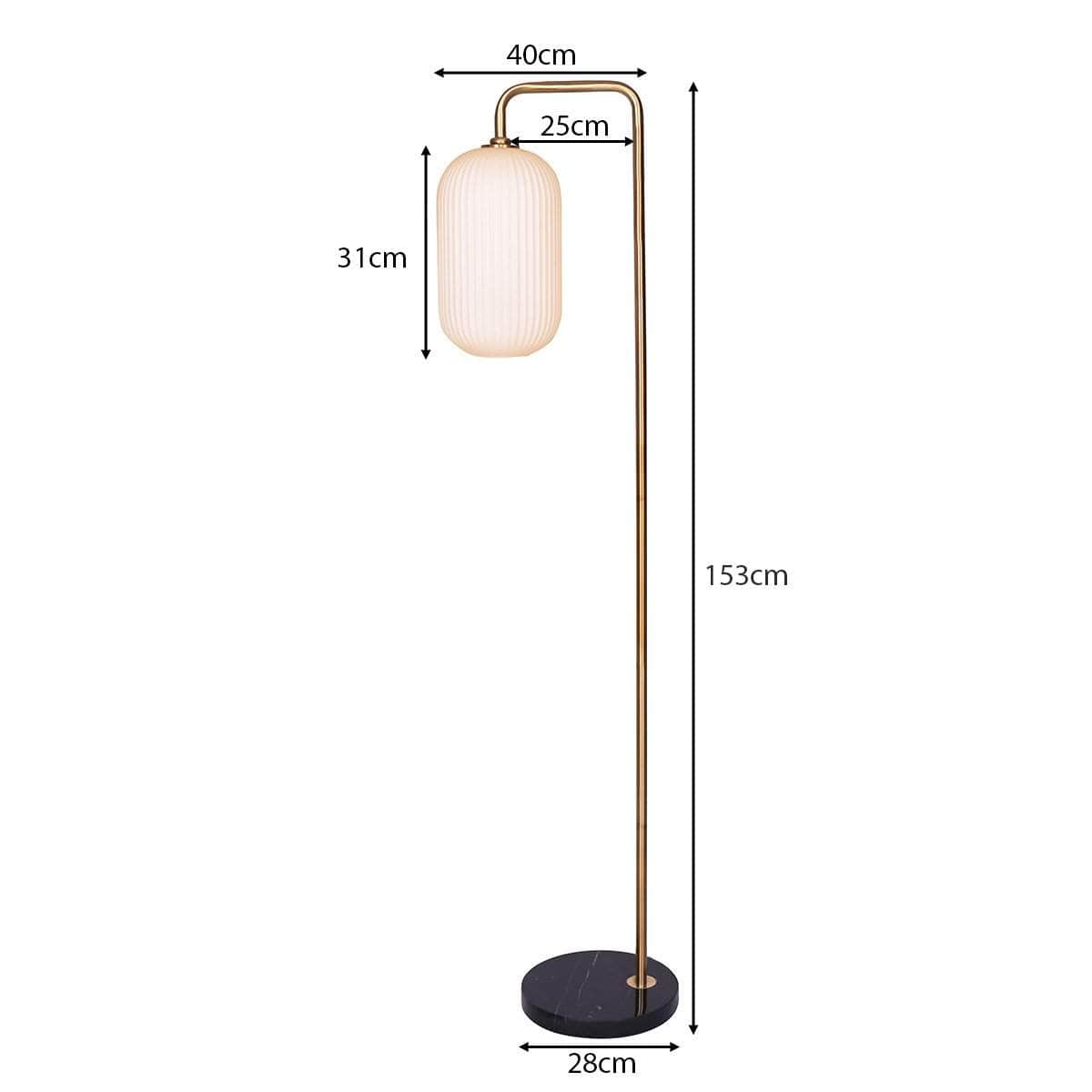 Metal finish - Metal Floor Lamp With Opal Glass Shade