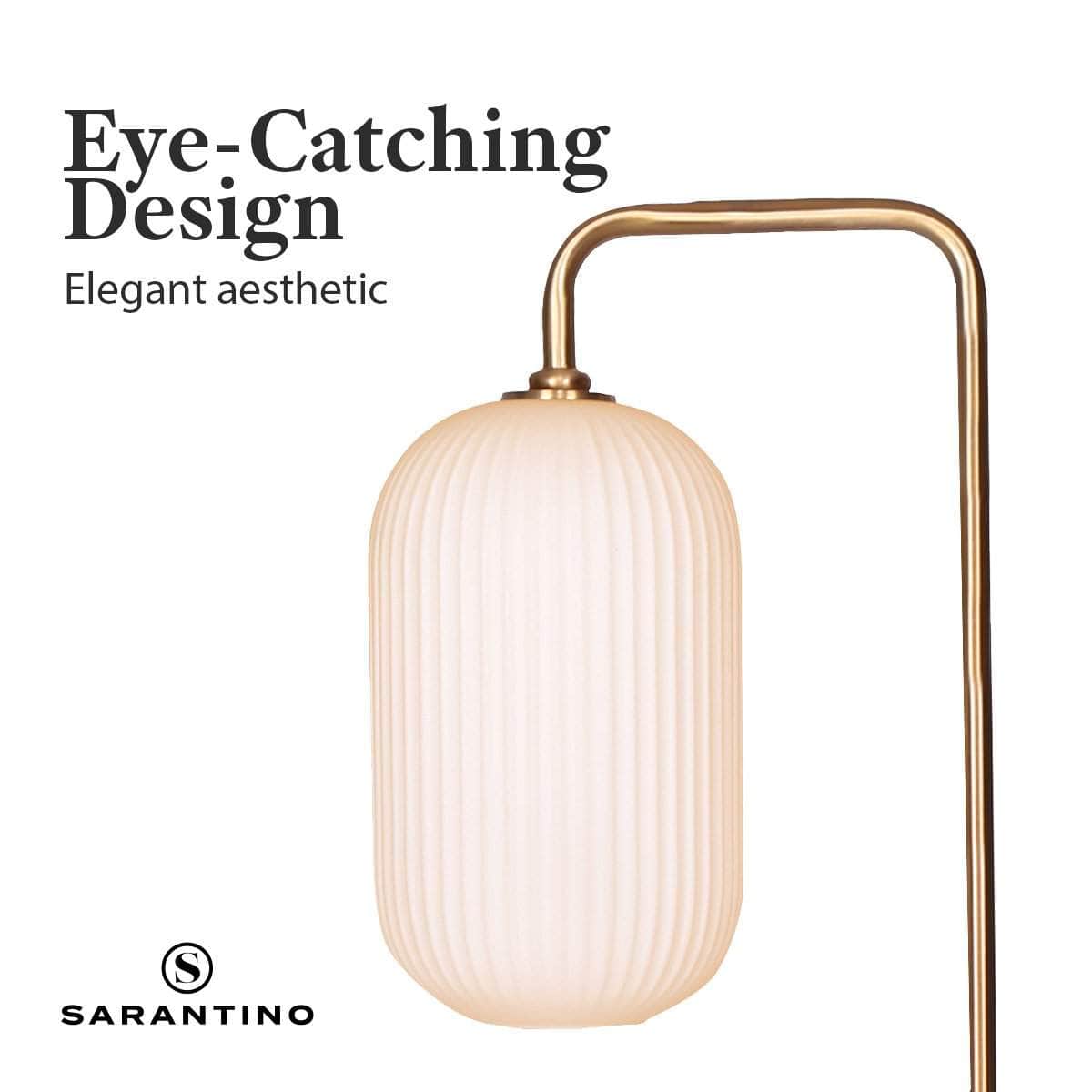 Metal Floor Lamp With Opal Glass Shade | Metal finish