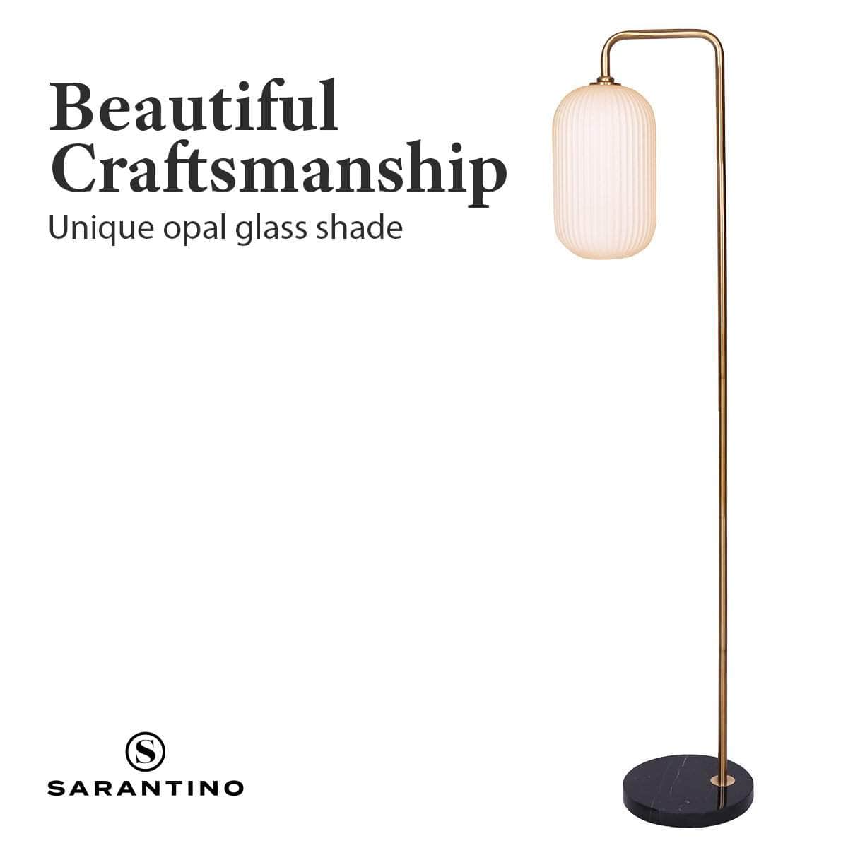 Metal Floor Lamp With Opal Glass Shade, lamps