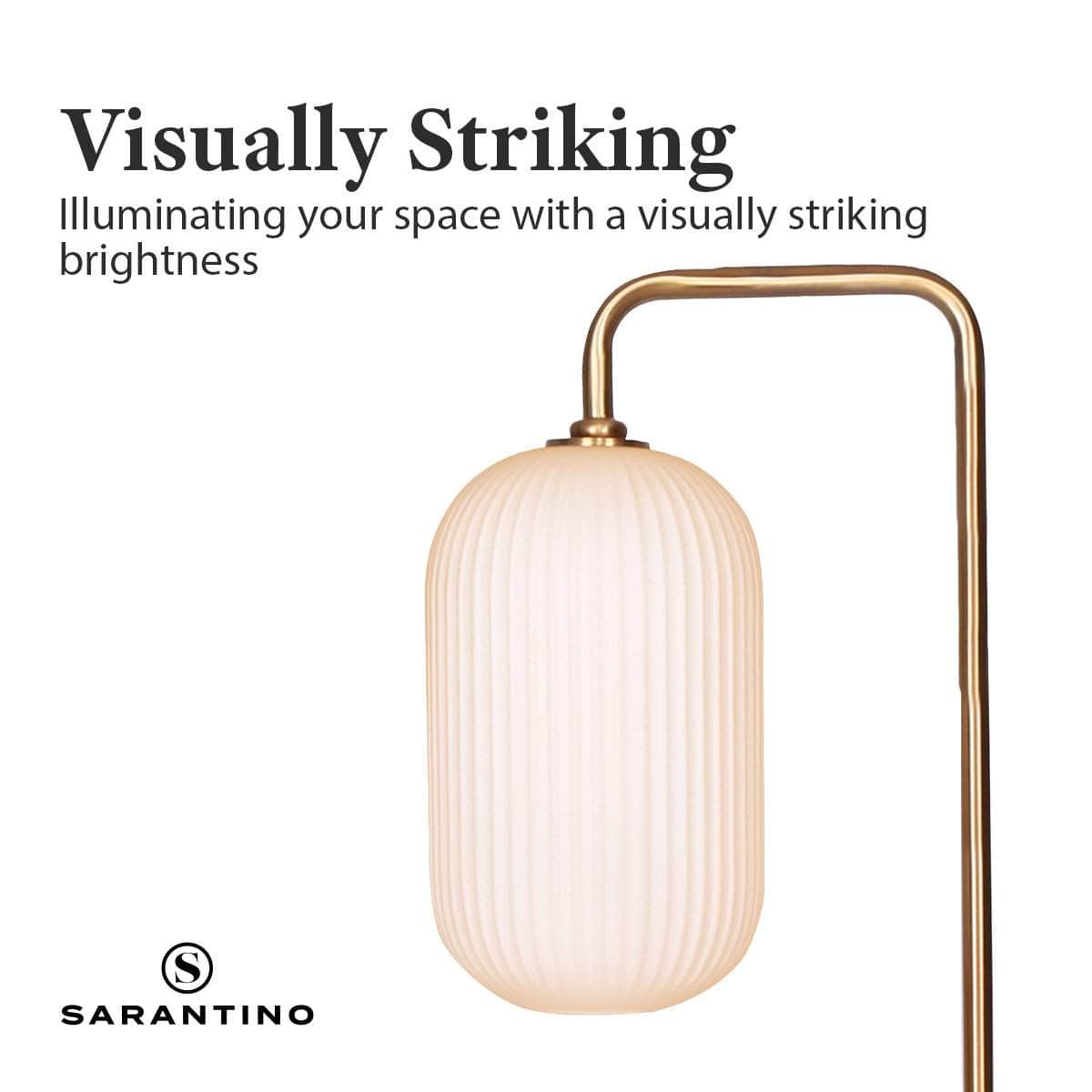 Metal Floor Lamp With Opal Glass Shade, Metal finish