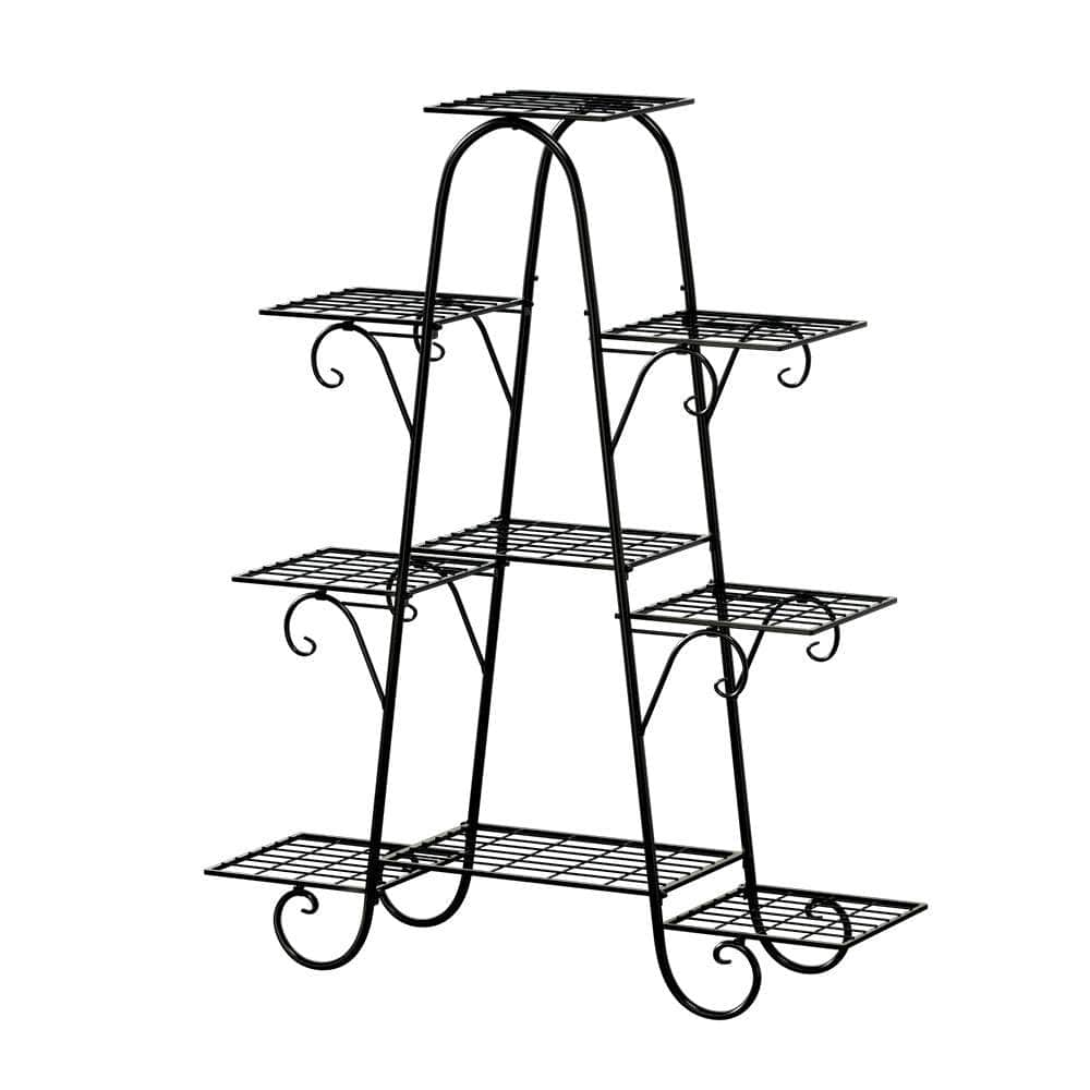 Metal Flower Pot Rack - Outdoor/Indoor Plant Stand | Corner Shelf in Black