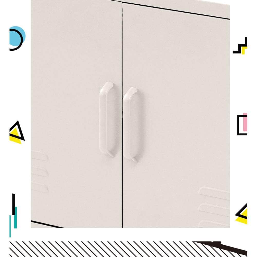 Metal Locker Storage Shelf Organizer Cabinet Buffet Sideboard Yellow/White
