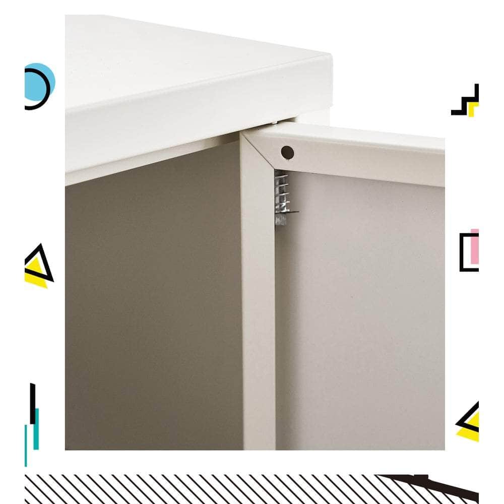 Metal Locker Storage Shelf Organizer Cabinet Buffet Sideboard Yellow/White