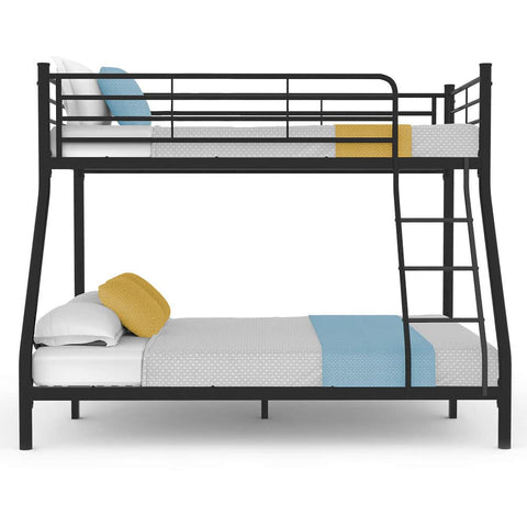 Metal Single Over Double Bunk Bed Frame Dark Matte Grey King Size