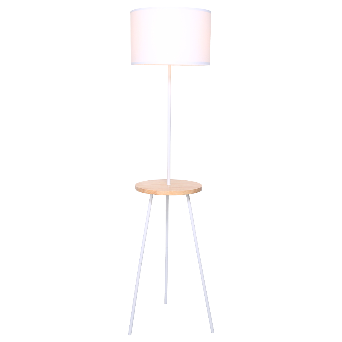 Metal finish - Metal Tripod Floor Lamp Shade with Wooden Table Shelf