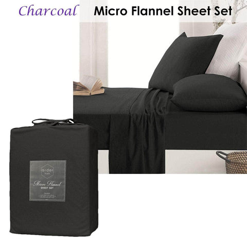 Micro Flannel Sheet Set Charcoal Single