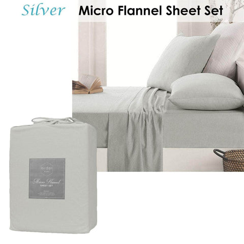 Micro Flannel Sheet Set Silver Queen
