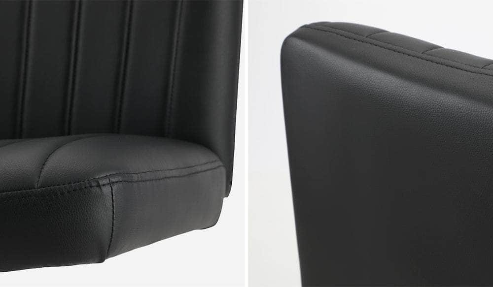 Mid Back Armless Office Chair PU Leather Black