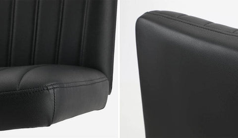 Mid Back Armless Office Chair PU Leather Black