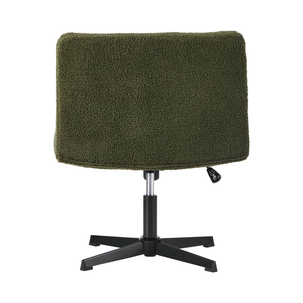 Mid Back Armless Office Chair Wide Boucle Green Desk Chair Home Office Seating