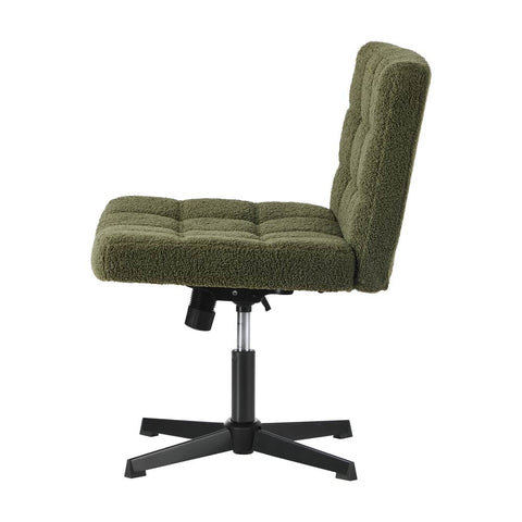 Mid Back Armless Office Chair Wide Boucle Green Desk Chair Home Office Seating