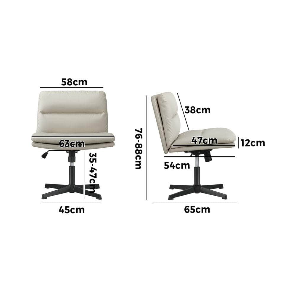 Mid Back Armless Office Chair Wide Seat Leather Beige/Black with Beige colour - photo 17