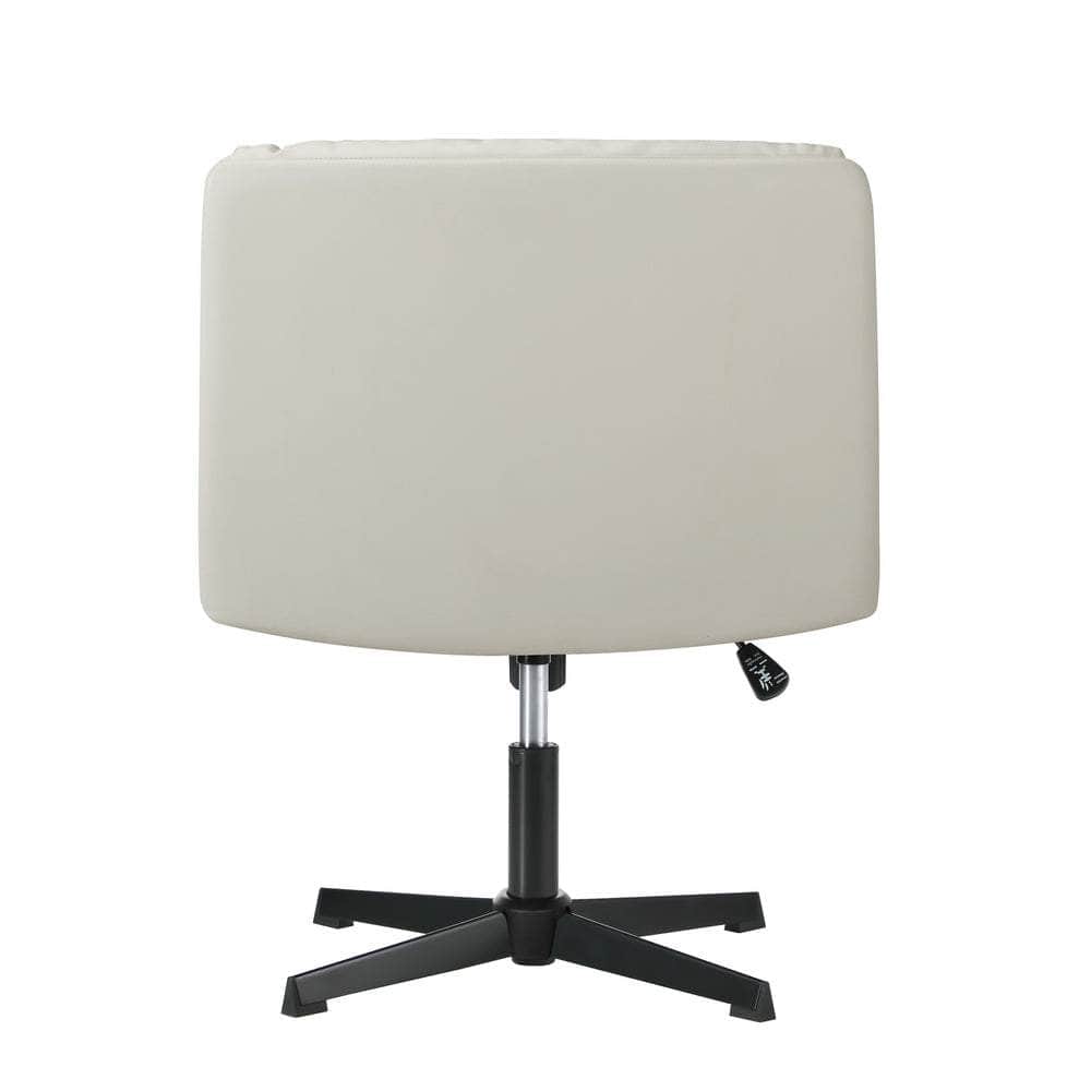 Mid Back Armless Office Chair Wide Seat Leather Beige/Black with Leather finish - photo 18
