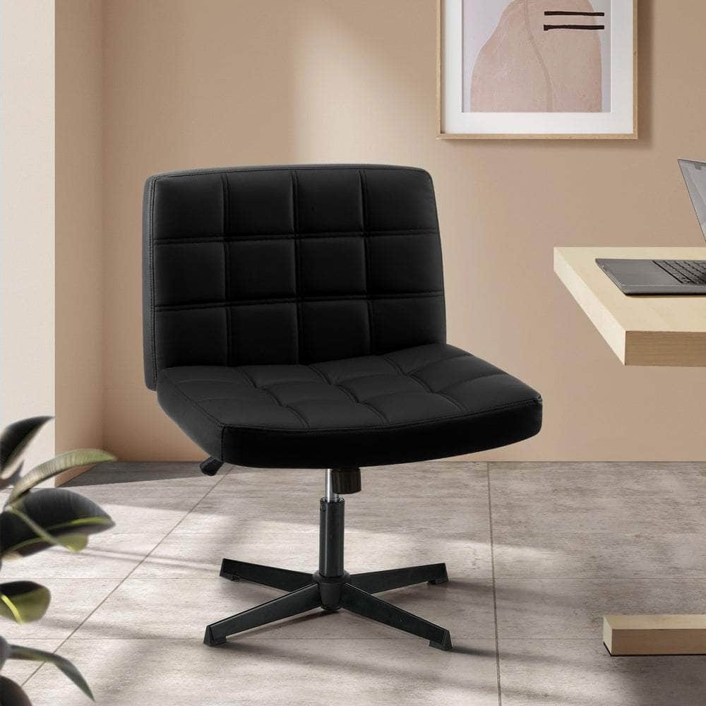 Mid Back Office Chair Wide Seat Black/Brown/White