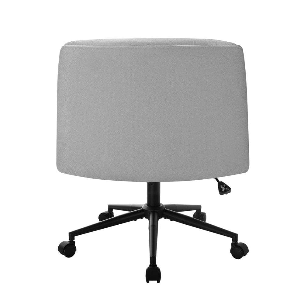 Mid Back Office Chair Wide Seat Linen Beige/Grey with Wheels