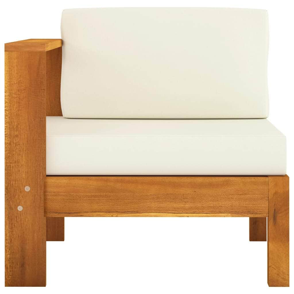 Cream colour - Middle Sofa with 1 Armrest Cream Solid Acacia Wood