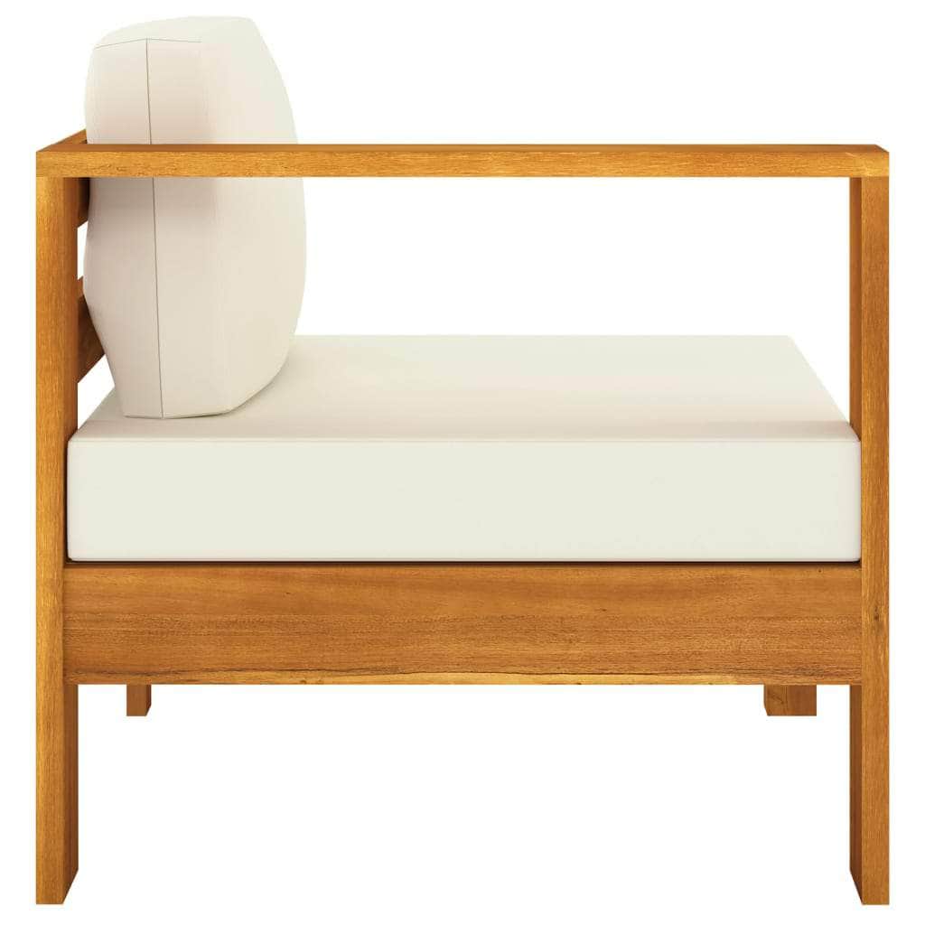 Middle Sofa with 1 Armrest Cream Solid Acacia Wood | Acacia finish