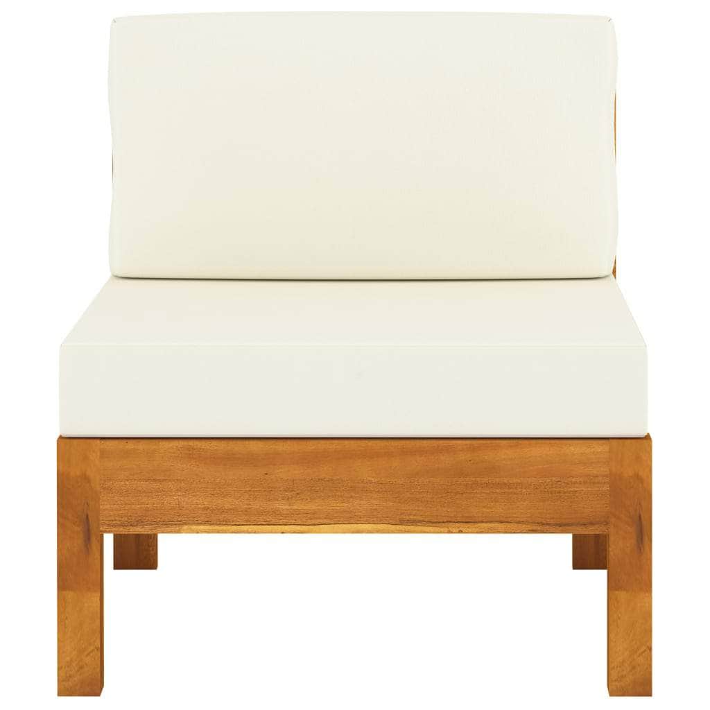 Middle Sofas 2 pcs with Cream White Cushions Solid Acacia Wood | Cream colour