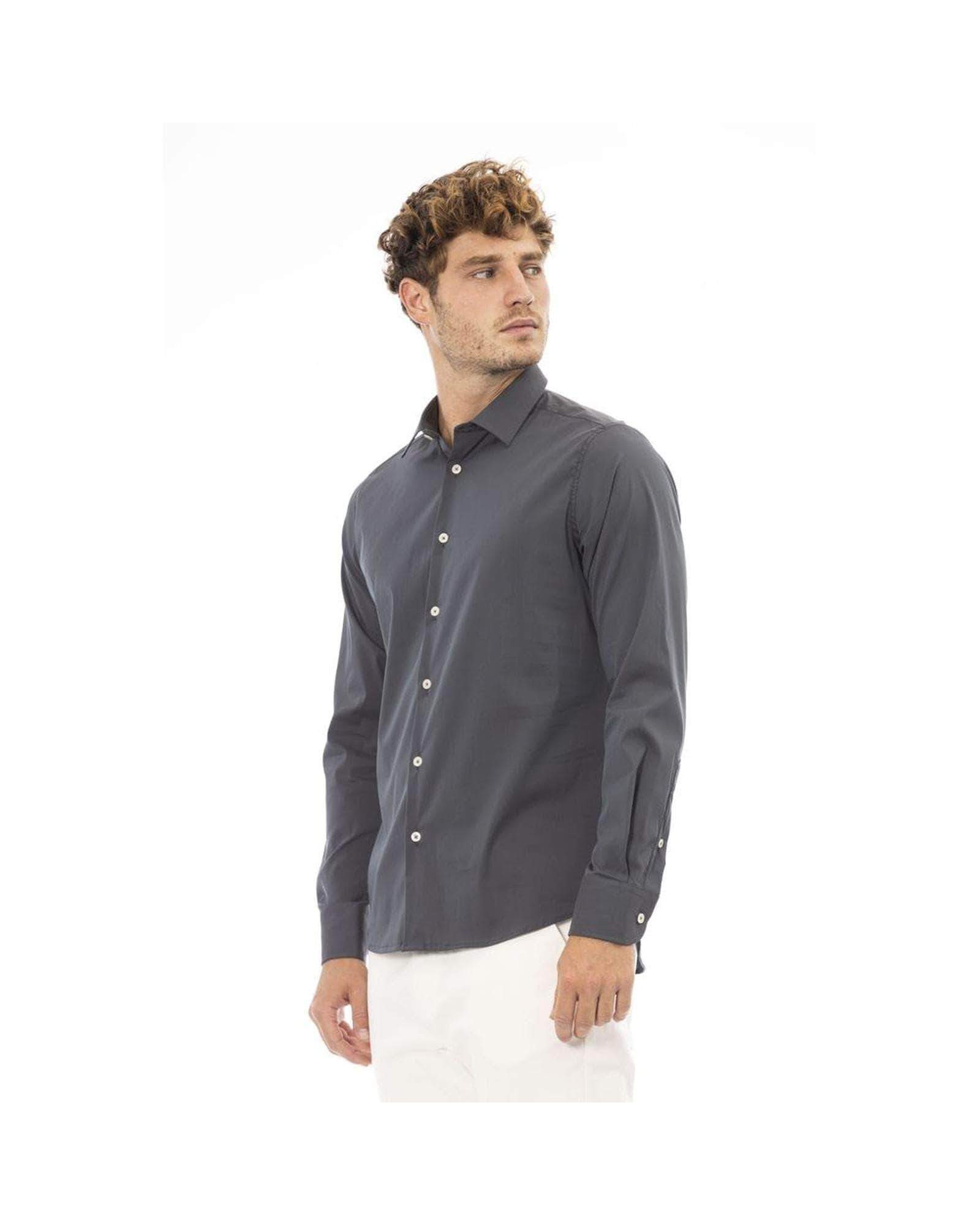 Midnight Black/Red/Grey - Baldinini Trend Men'S Cotton Shirt