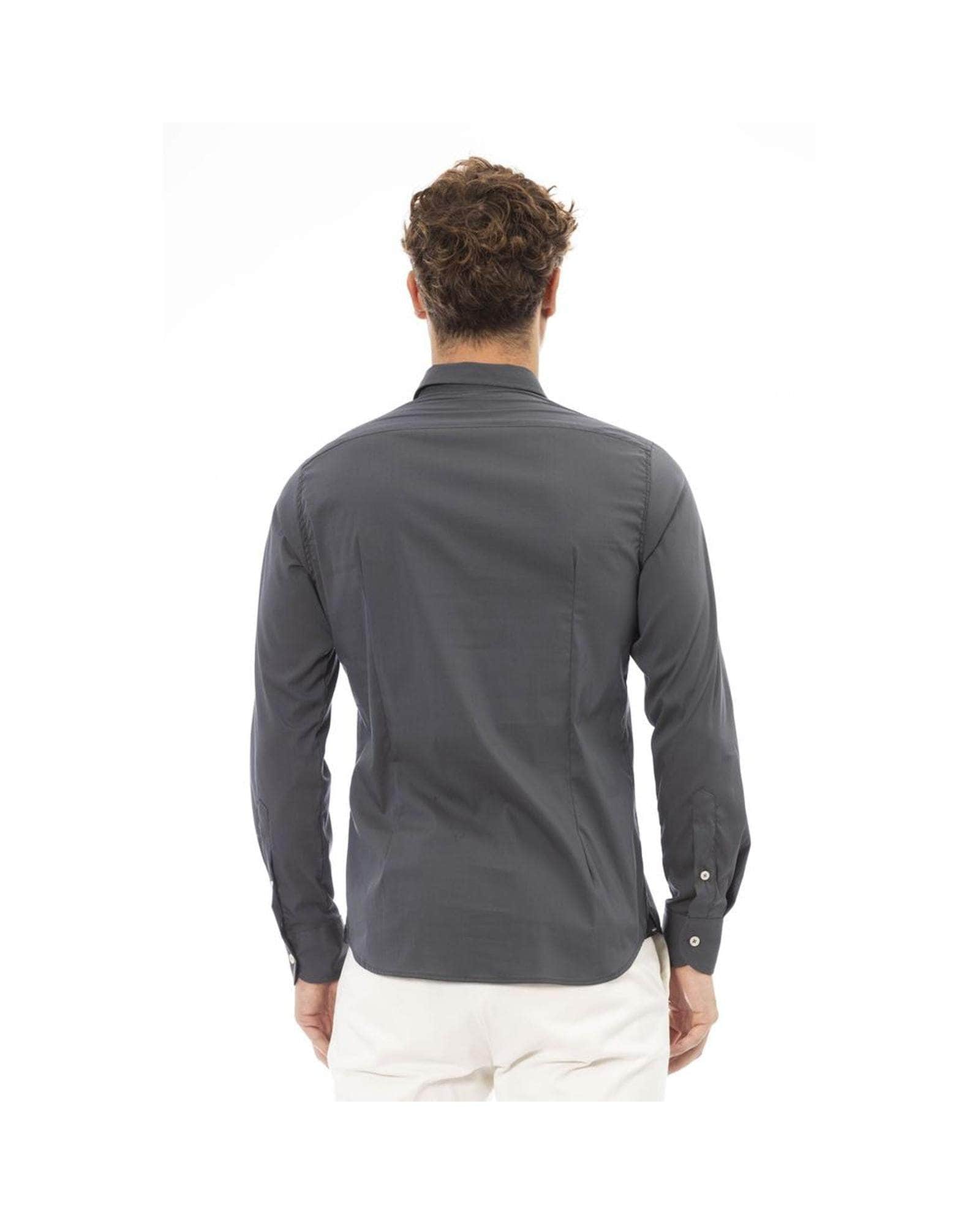 Midnight Black/Red/Grey - Baldinini Trend Men'S Cotton Shirt