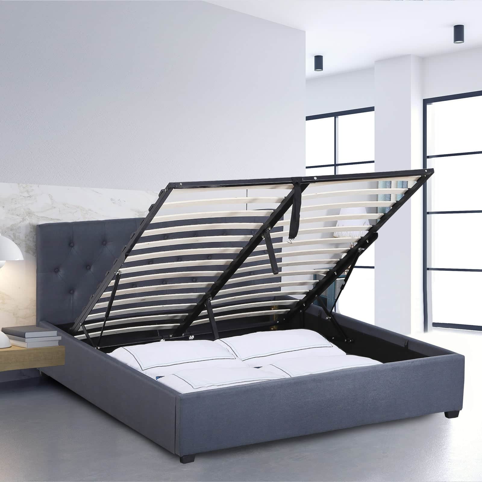Milano Capri Luxury Gas Lift Bed Frame Base And Headboard With