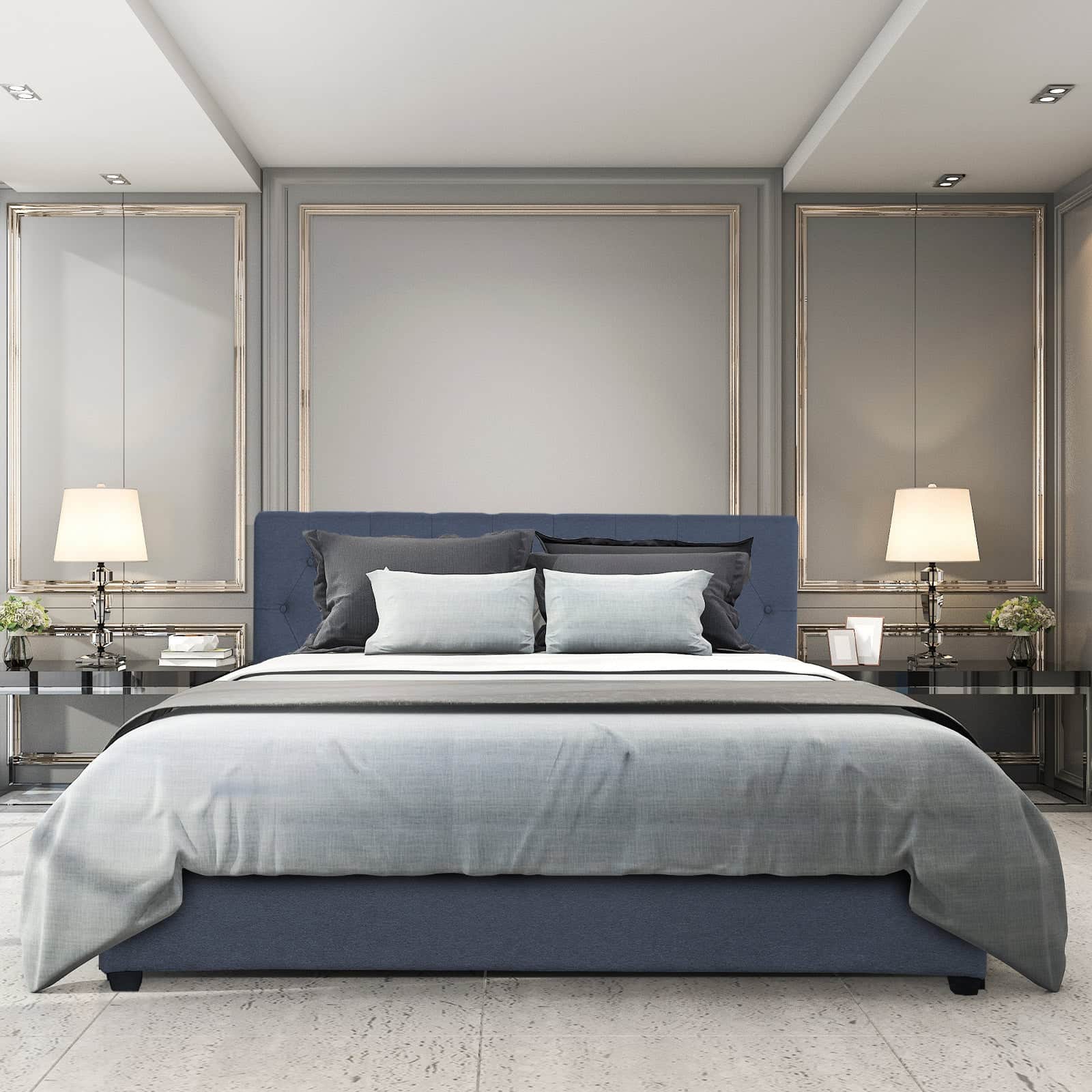 Milano Capri Luxury Gas Lift Bed Frame Base And Headboard With