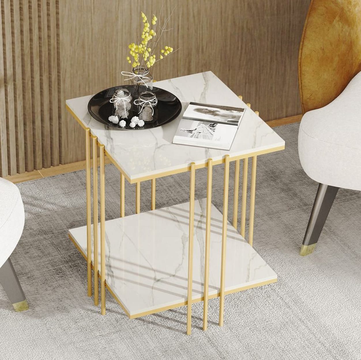 Milano Gold Square Side Table | Gold colour