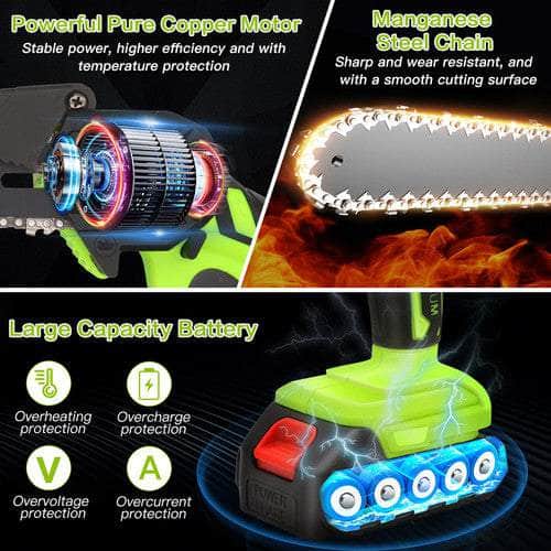 Mini Cordless Chainsaw (36V, 3000W, 2X Battery-Powered)