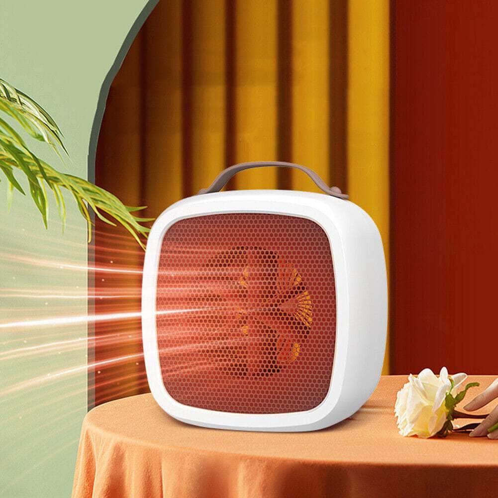 Mini Electric Heater Fall Proof with Handle Desktop Fan Heater Portable for Home