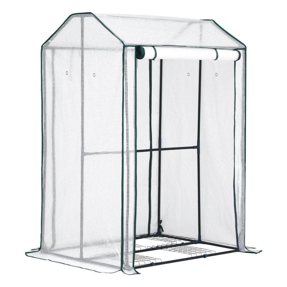 Mini Greenhouse PE Cover Green House Roll-Up Zippered Door 1.0x0.8x1.5M